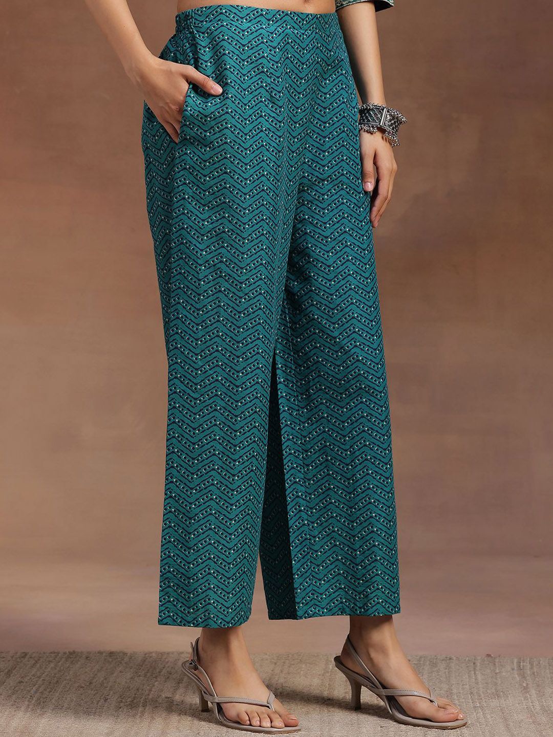 Libas Floral Printed Pure Cotton Kurta with Palazzos & Dupatta