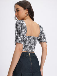 DressBerry Smocked Monochrome Crop Top
