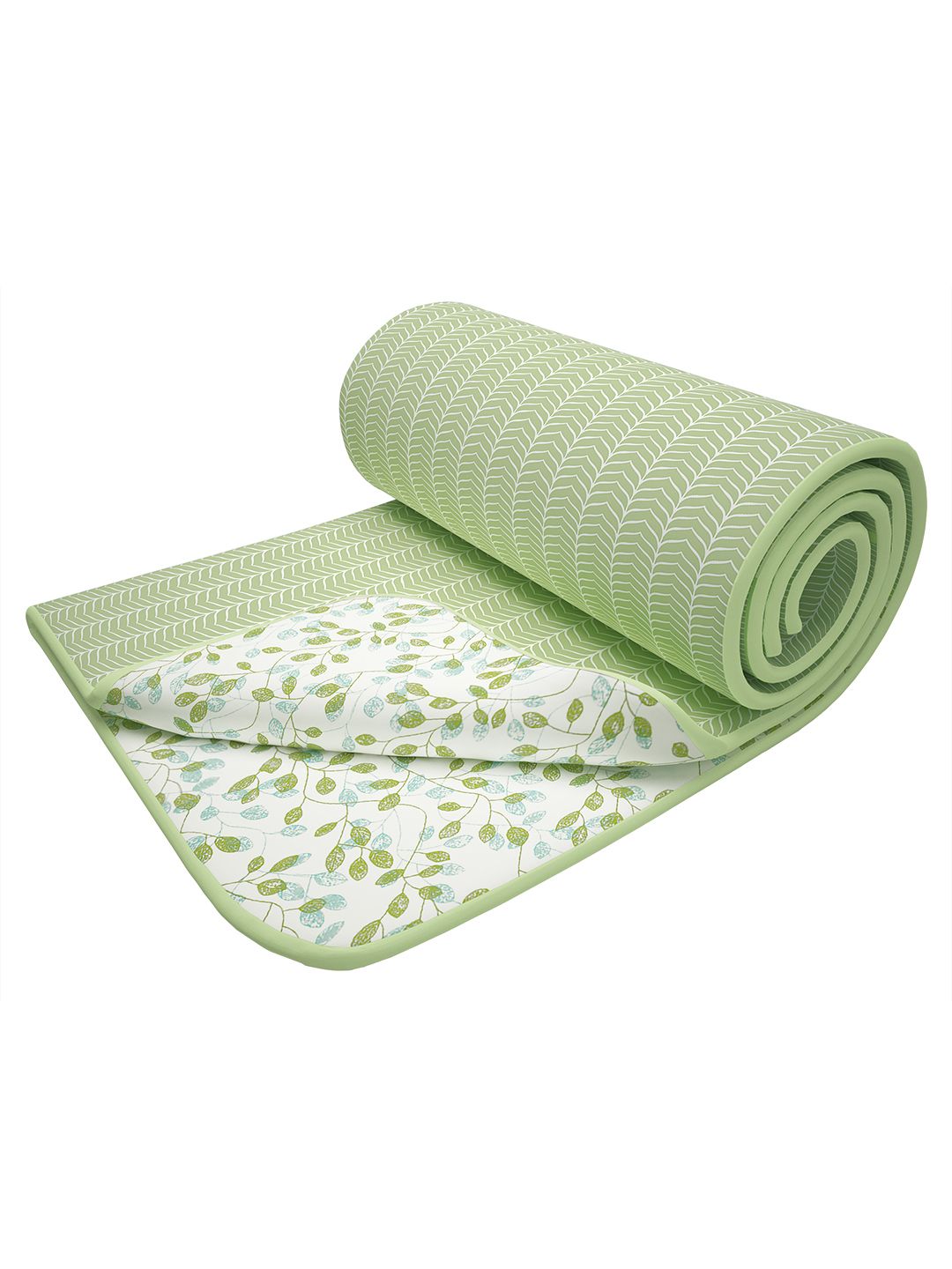 Story@home Olive Green & Green Floral AC Room 150 GSM Single Bed Dohar