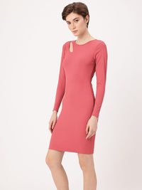 DressBerry Sleek Drama Cut-Out Ribbed Bodycon Midi Dress