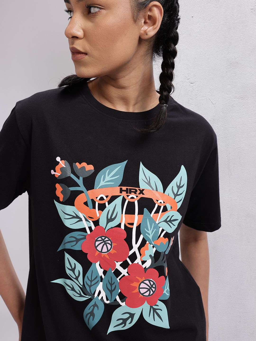 HRX by Hrithik Roshan Women Printed Drop-Shoulder Sleeves T-shirt