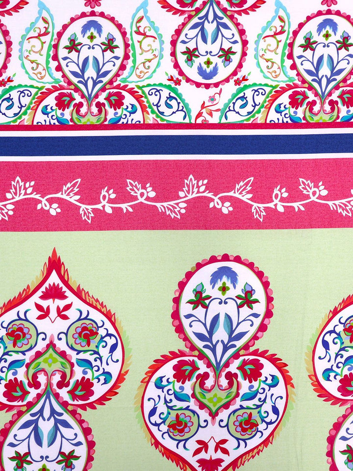 BOMBAY DYEING Pink & White Ethnic Motifs Cotton 300 TC King Bedsheet & 4 Pillow Cover