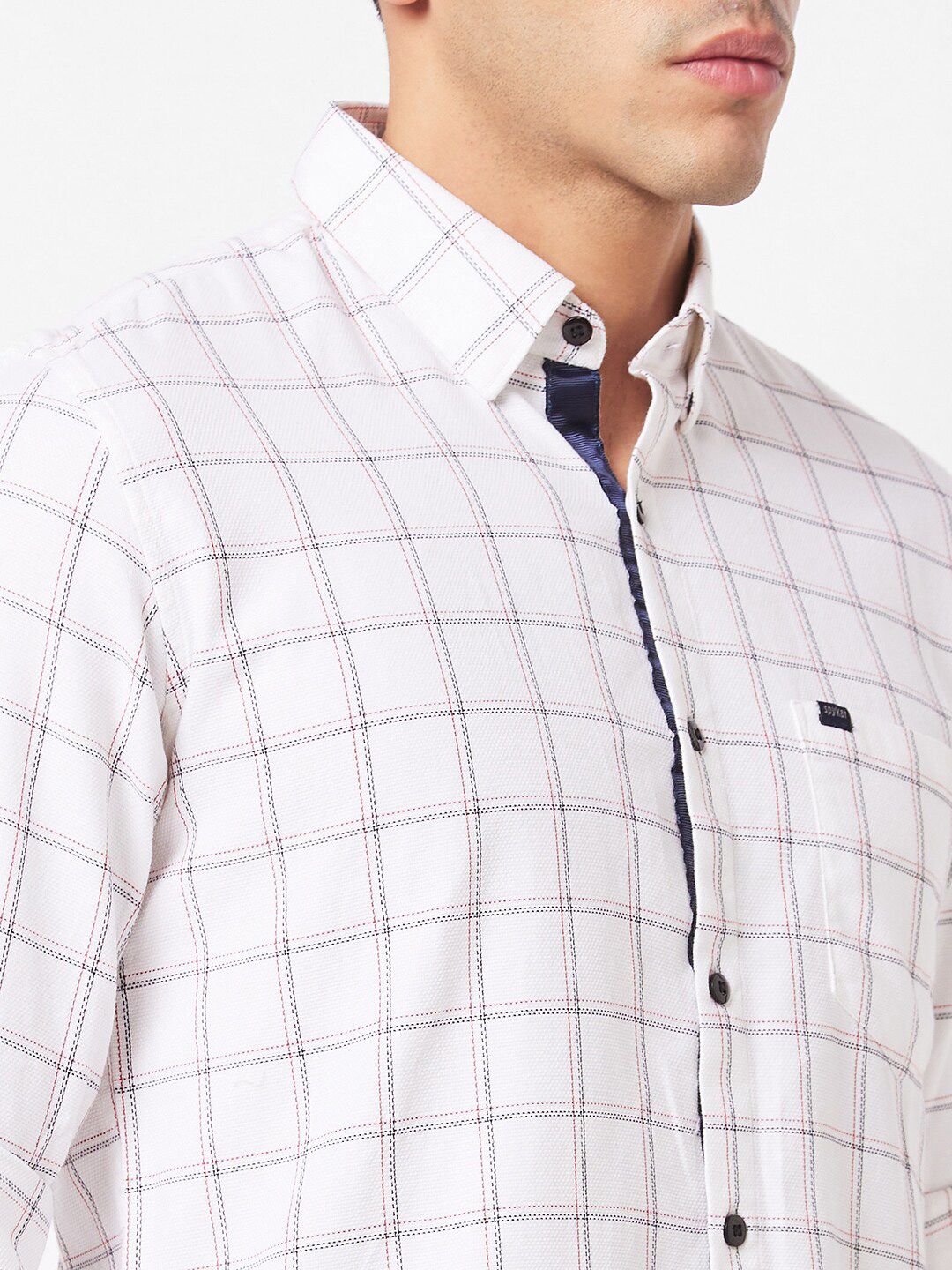 SPYKAR Slim Fit Windowpane Checks Opaque Cotton Casual Shirt