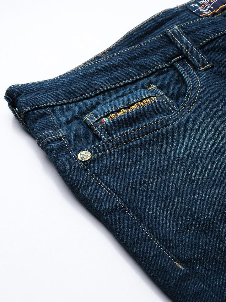 The Indian Garage Co Men Slim Fit Low Distress Light Fade Stretchable Jeans