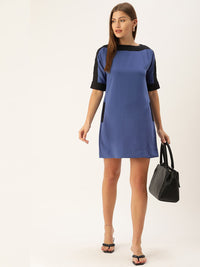 AND Blue Side Striped Formal Sheath Dress