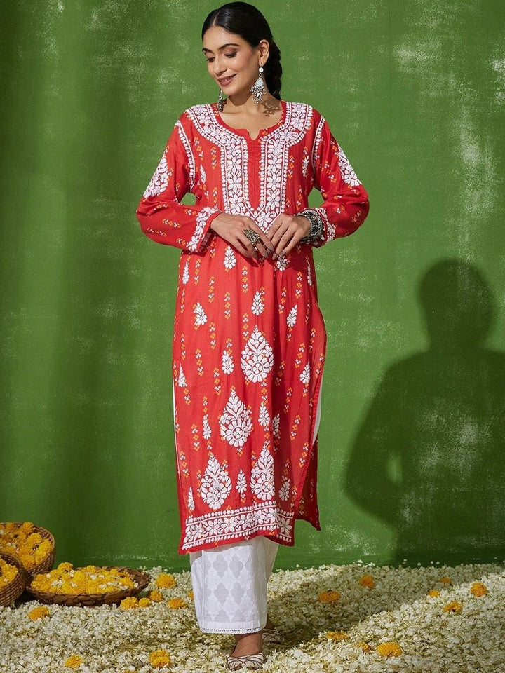 House of Chikankari Women Embroidered Chikankari Kurta