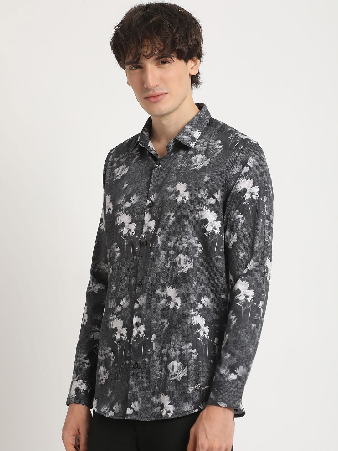 THE BEAR HOUSE Pure Cotton Printed Slim Fit Casual Shirt