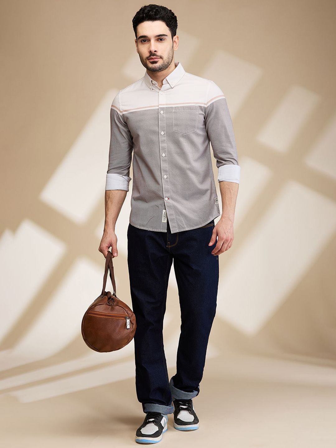 Being Human Men Slim Fit Horizontal Stripes Opaque Striped Casual Shirt
