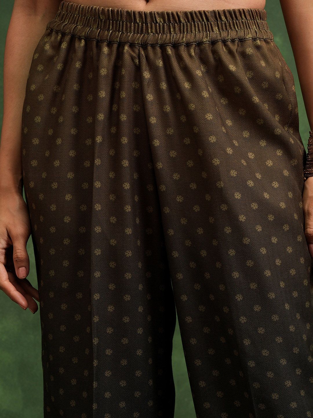 Vishudh Brown Floral Printed Regular Kurta with Trousers & Dupatta