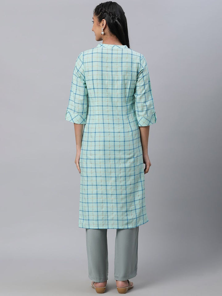 AURELIA Checked Straight Pure Cotton Kurta