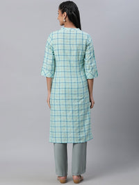 AURELIA Checked Straight Pure Cotton Kurta