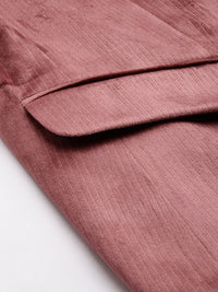 House of Pataudi Tailored Fit Striped Velvet Finish Single-Breasted Party Blazer