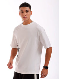The Indian Garage Co Men Pure Cotton Back Printed Boxy Oversized Round Neck T-shirt