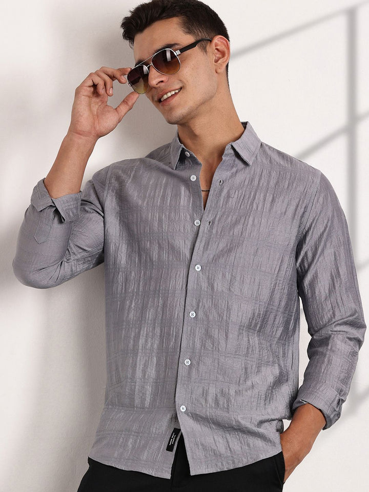 Thomas Scott Men Classic Slim Fit Opaque Casual Shirt