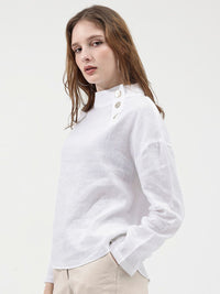 RAREISM Mandarin Collar Linen Top