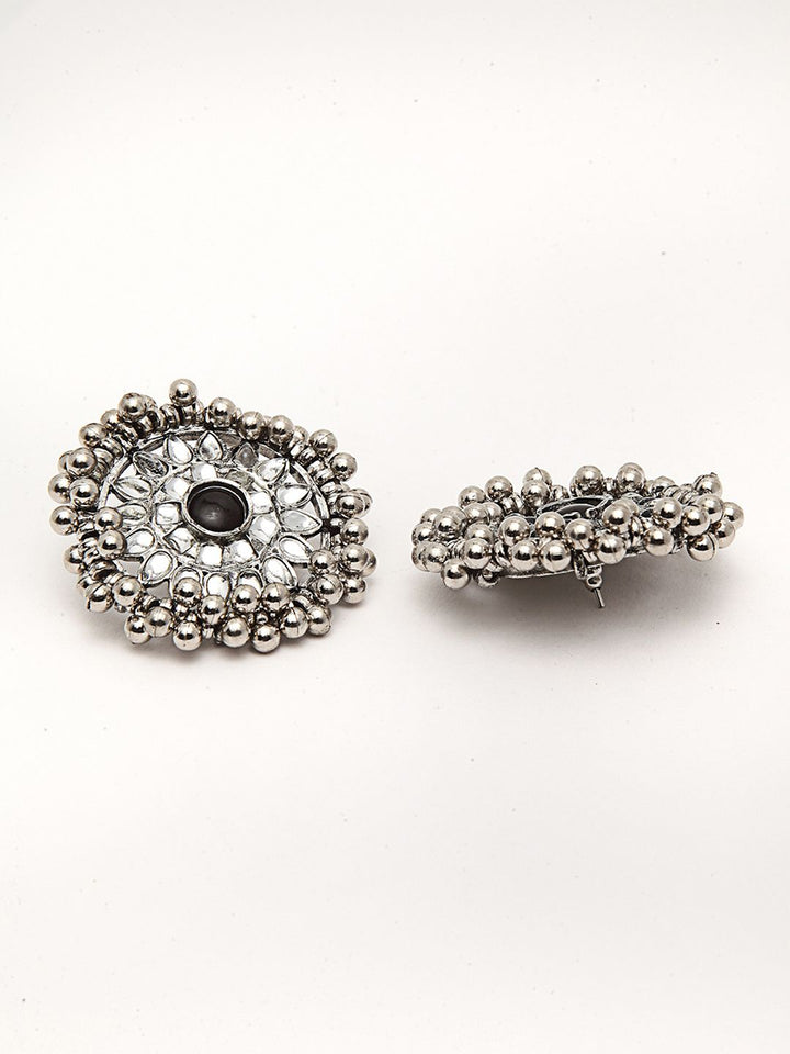 KARATCART Oxidised Silver-Toned & White Kundan-Studded Afghani Tribal Handcrafted Jewellery Set