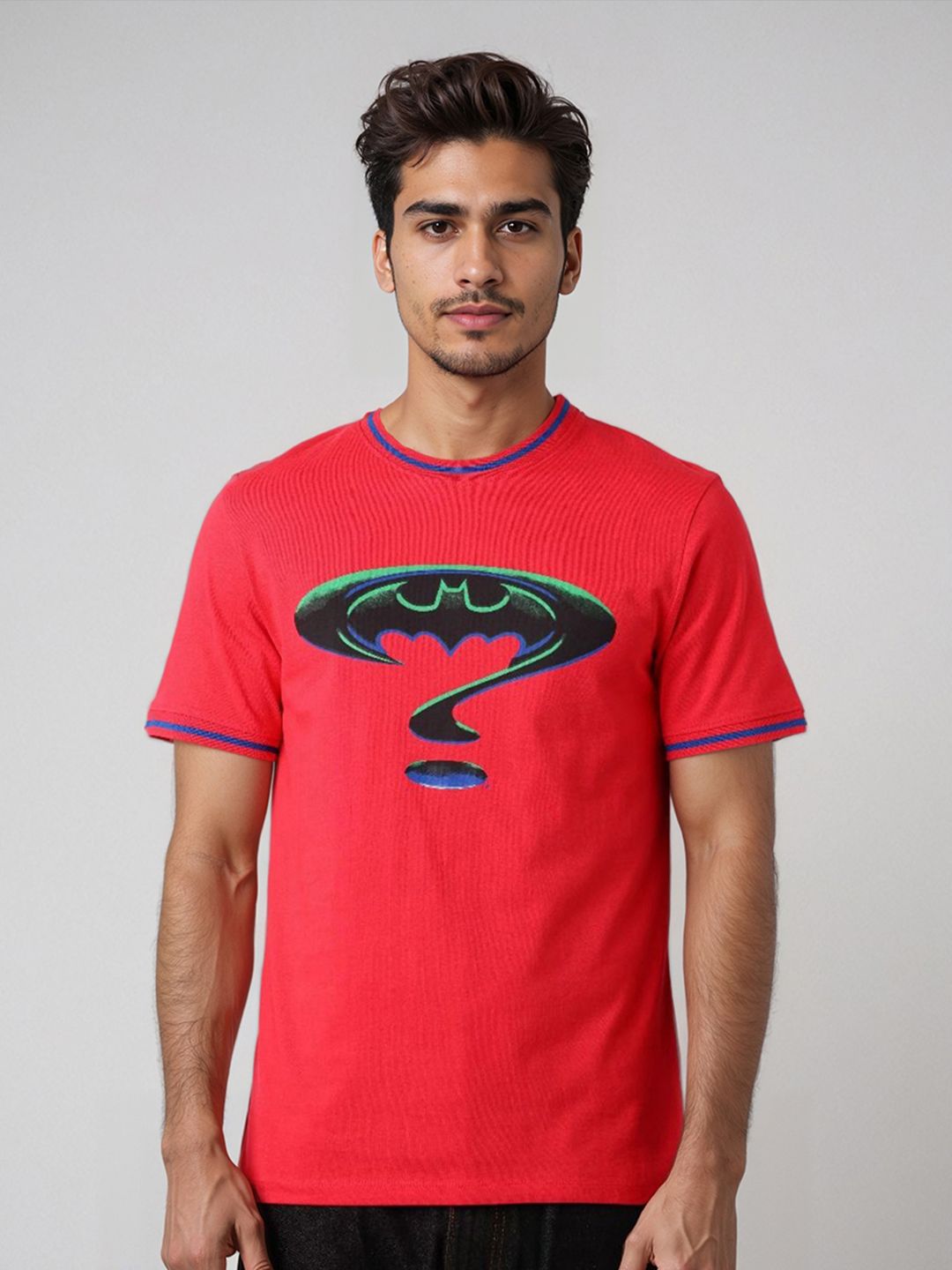 The Indian Garage Co Men Batman Graphic Printed Round Neck Cotton Slim Fit T-shirt