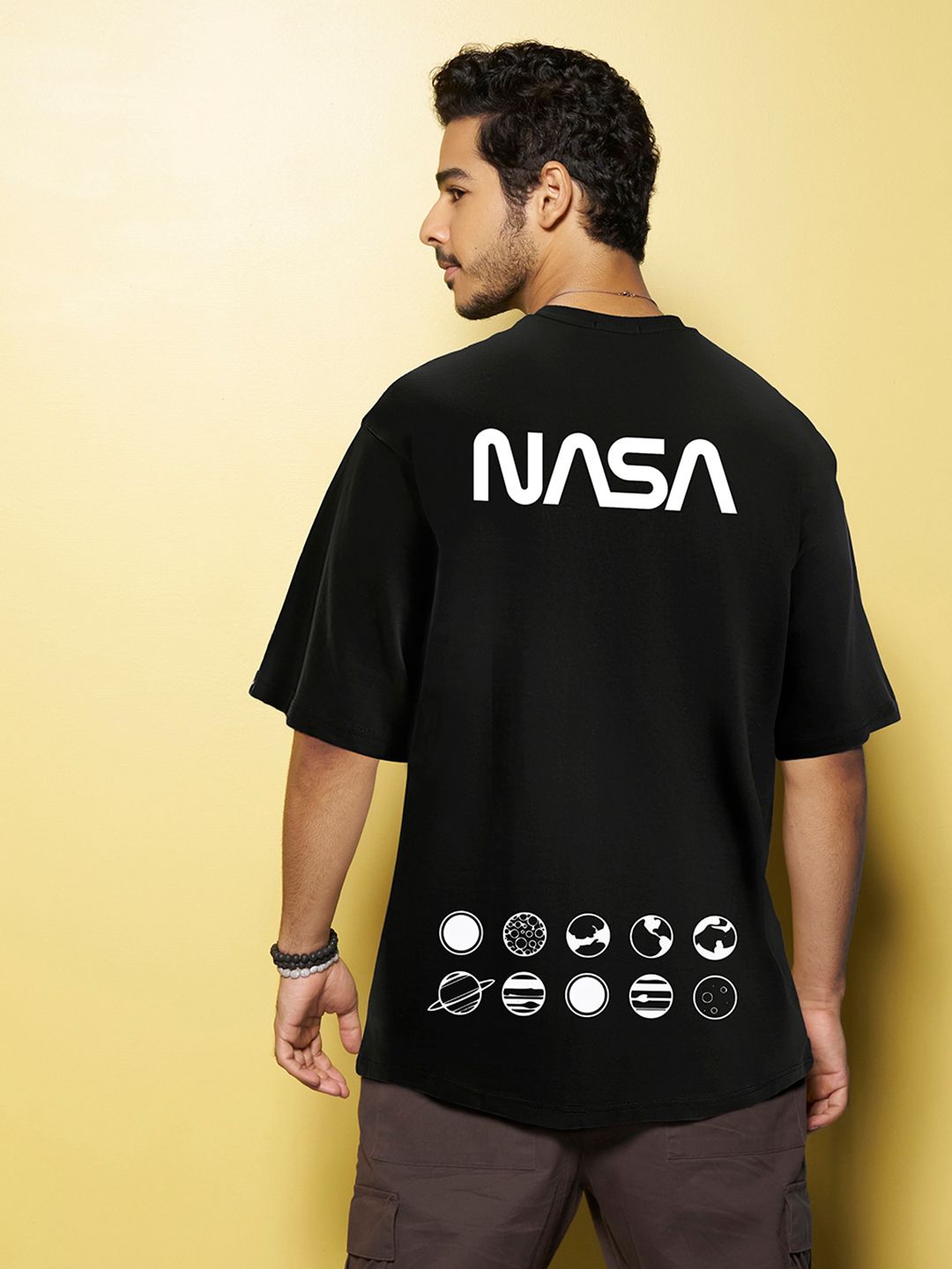 Bewakoof Men NASA Out Of The Space Graphic Printed Oversized T-shirt