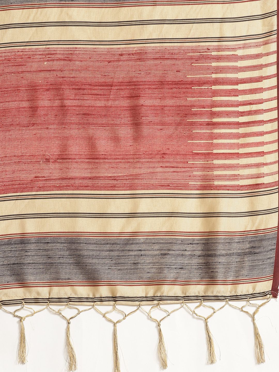 Saree mall Beige & Maroon Solid Bhagalpuri Saree