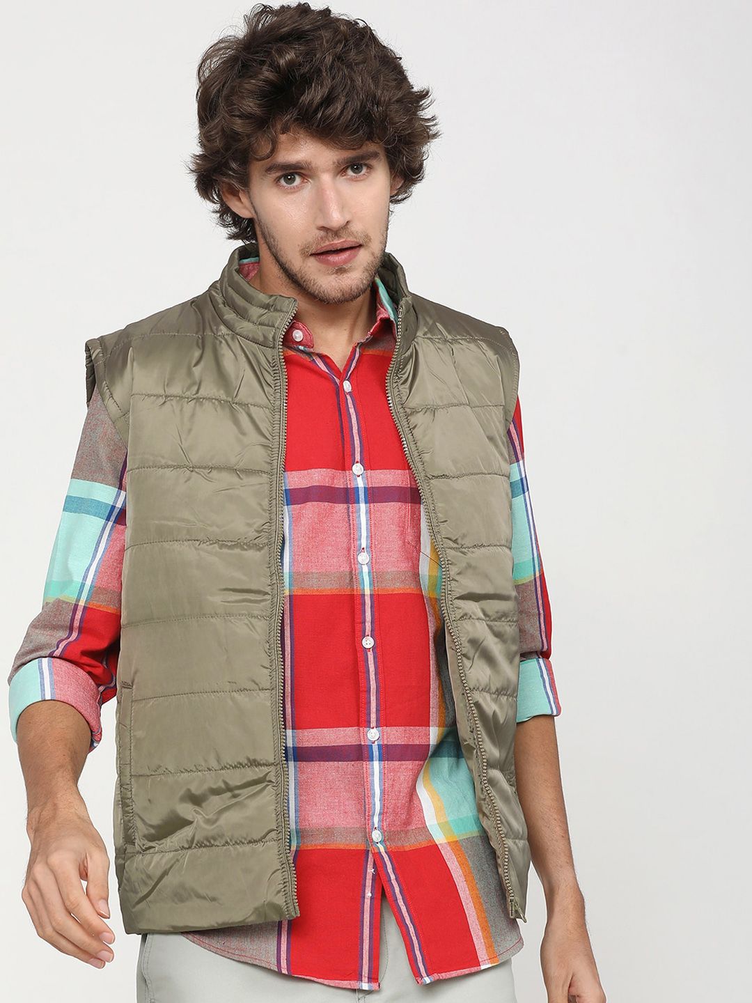 HIGHLANDER Men Brown Checked Padded Jacket