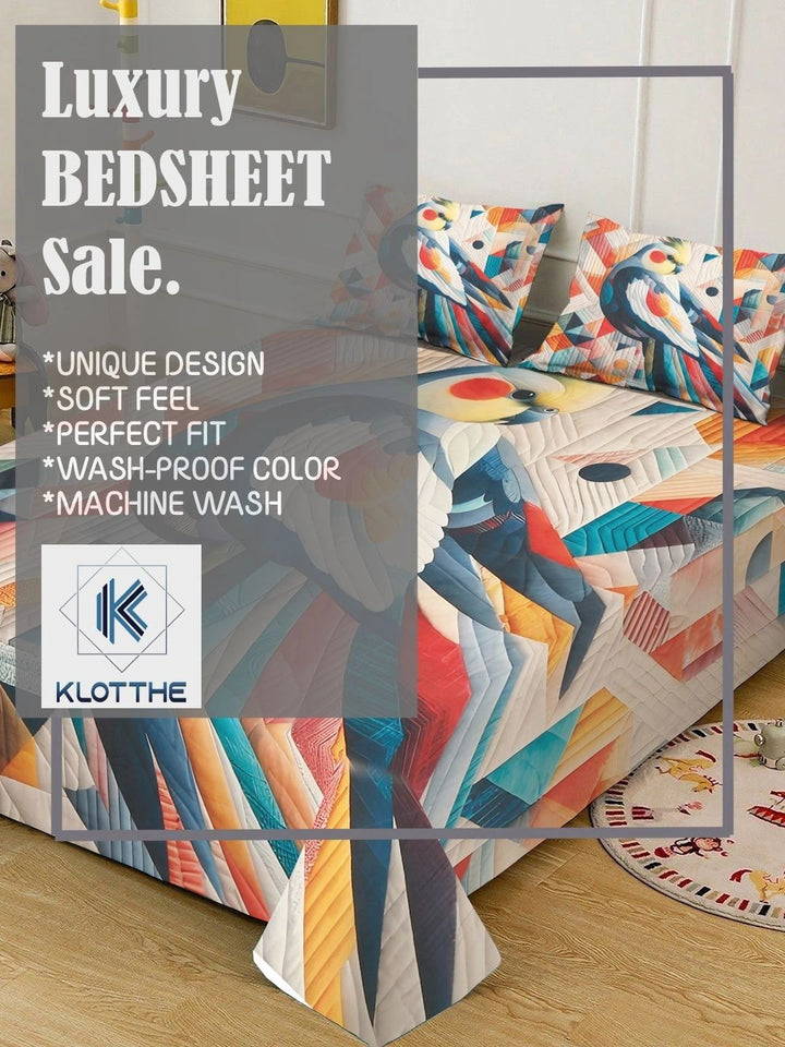 Moda Rapido X KLOTTHE Multicoloured 400 TC Bedsheet with 2 Pillow Covers