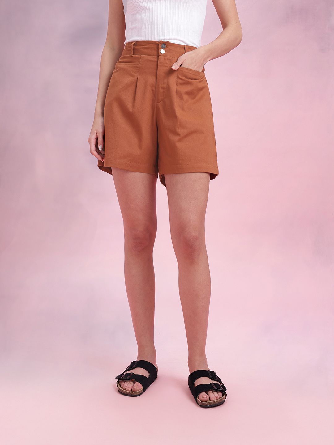 DressBerry Women High-Rise Pure Cotton Shorts