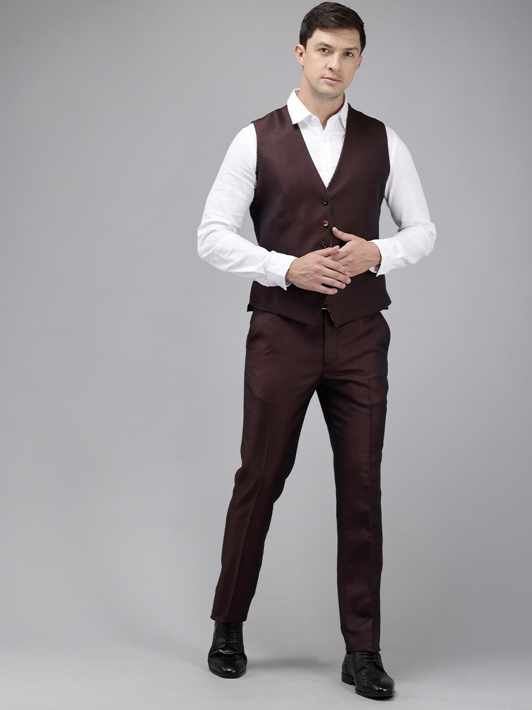 Park Avenue Self Design Single Breasted Super Slim Fit 3 Piece Party Suits