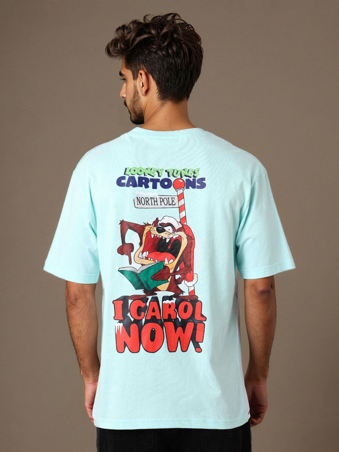 The Indian Garage Co Pure Cotton Looney Tunes Graphic Printed Cotton Boxy Fit T-shirt