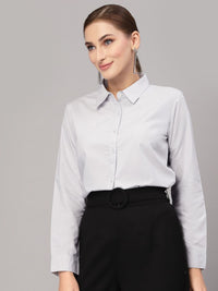 Style Quotient Women Grey Solid Classic Formal Shirt