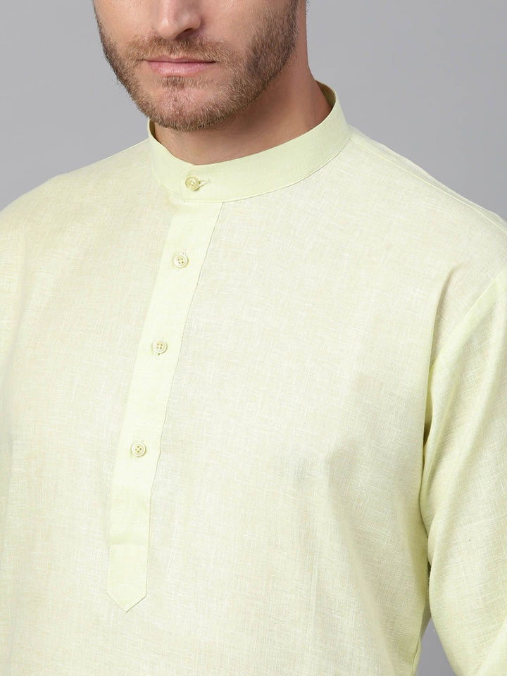 SOJANYA Men Lime Green Solid Straight Kurta