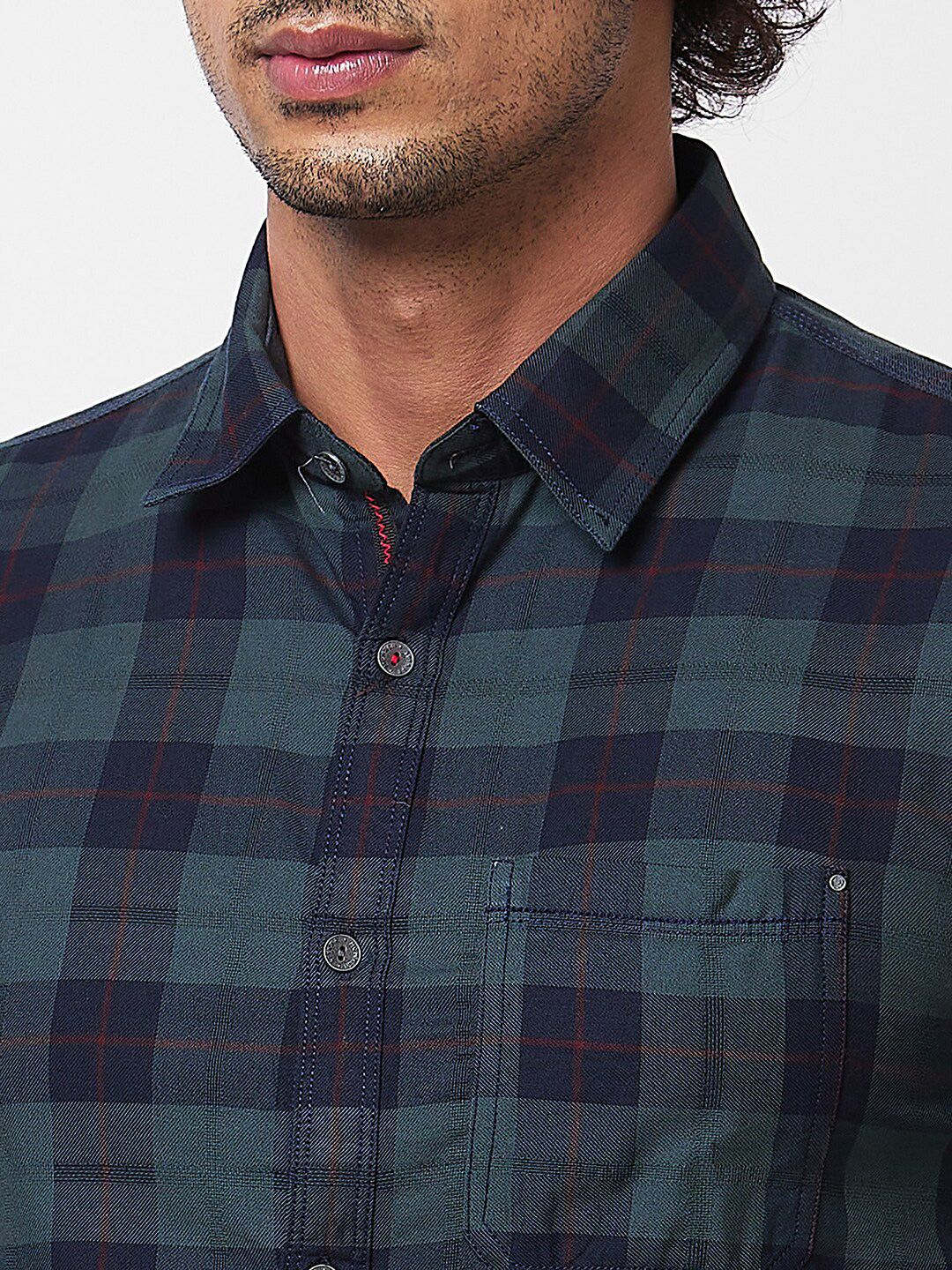 SPYKAR Long Sleeves Regular Fit Cotton Buffalo Checks Opaque Checked Casual Shirt