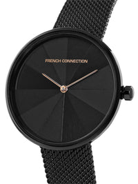 Sambungan Perancis Wanita Dail Hitam & Black Stainless Steel Style Gaya Tali Analog Watch FCL21-B