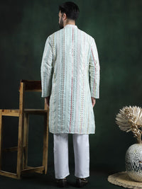 SOJANYA LUXE Kurta Kolar Mandarin Lengan Panjang Sulam Biasa dengan Piyama