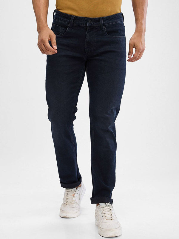 Spykar Men Mid-Rise Clean Look No Fade Regangan Seluar jeans