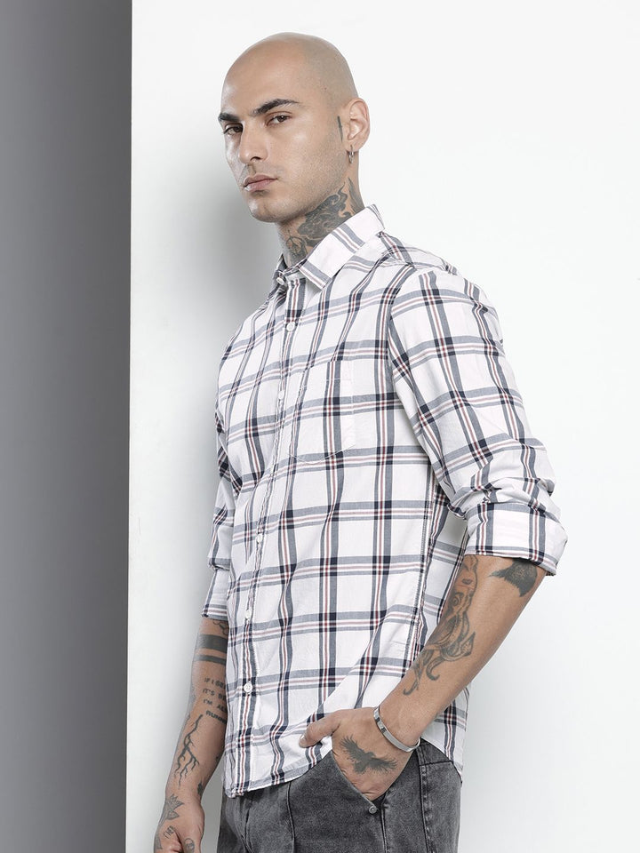 The Indian Garage Co Slim Fit Checked Pure Cotton Casual Shirt