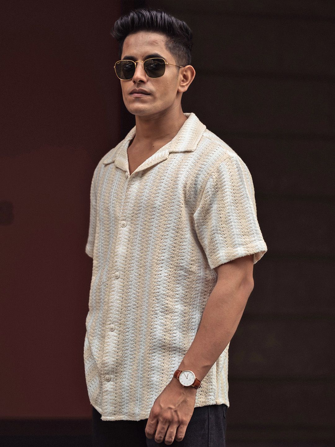 Powerlook Men Striped Spread Collar India Slim Casual Shirt