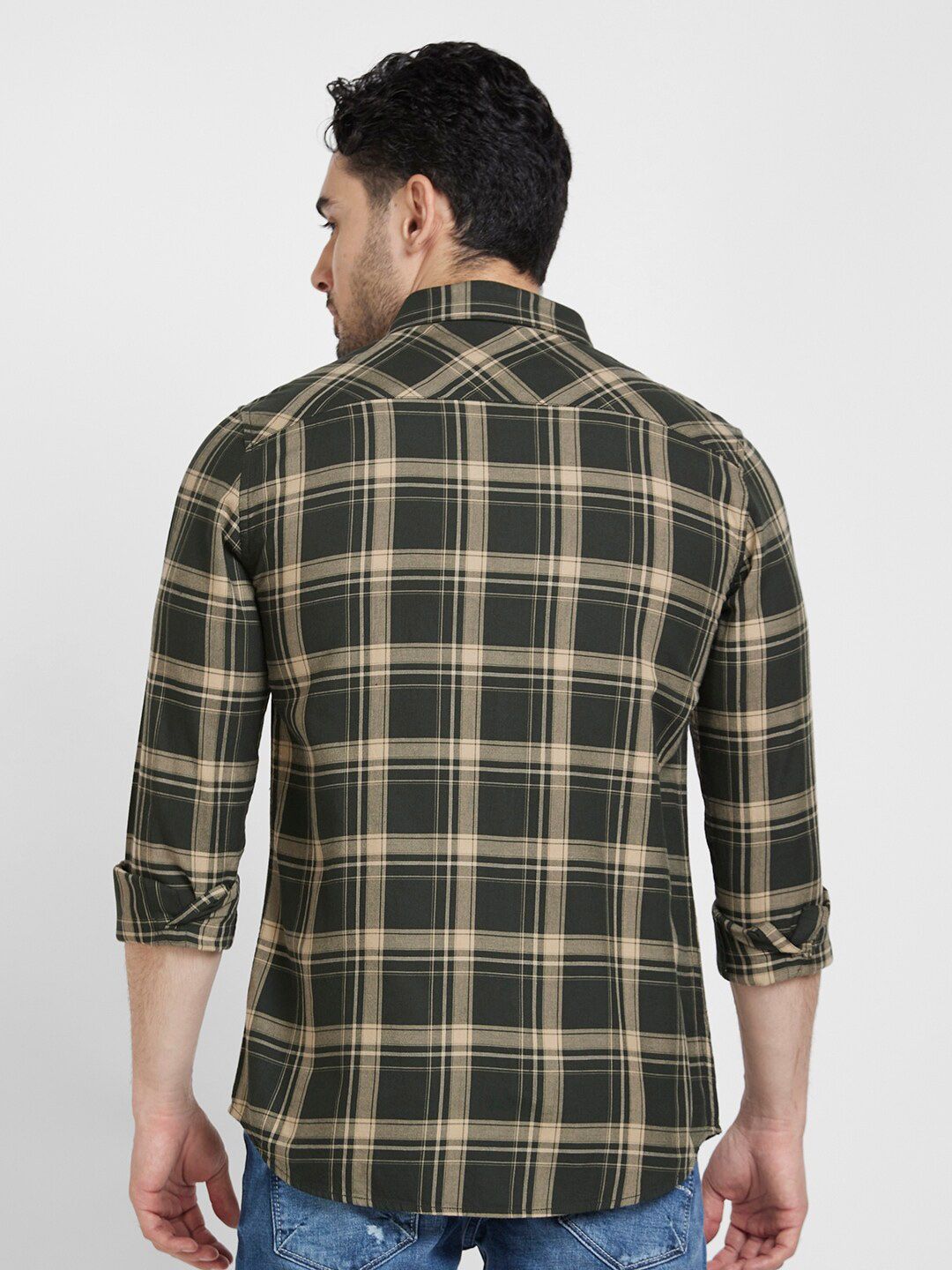 SPYKAR Classic Tartan Checked Cotton Casual Shirt