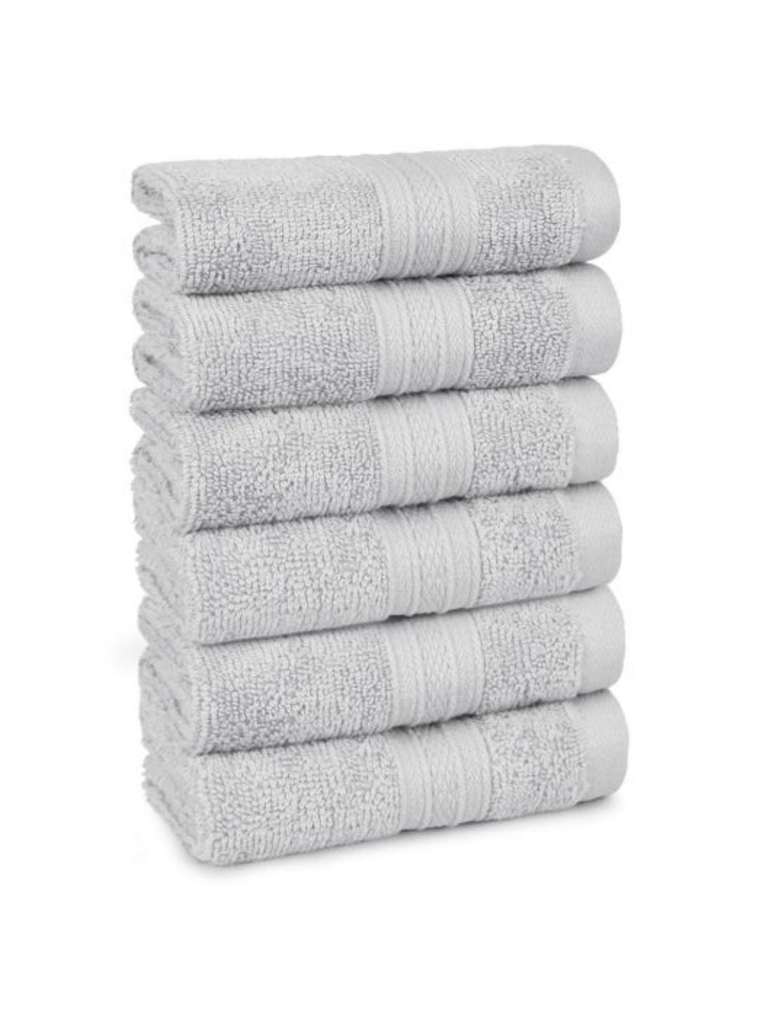 MYTRIDENT Grey 6 Pieces Cotton Soft Comfort 500 GSM Reversible Face Towel