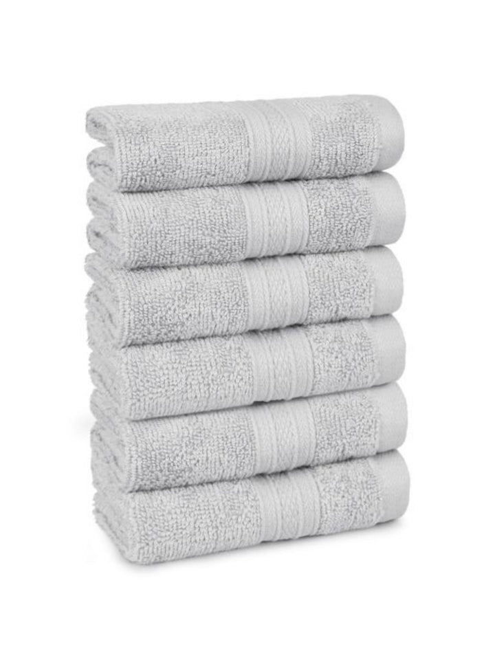 MYTRIDENT Grey 6 Pieces Cotton Soft Comfort 500 GSM Reversible Face Towel