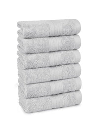 MYTRIDENT Grey 6 Pieces Cotton Soft Comfort 500 GSM Reversible Face Towel
