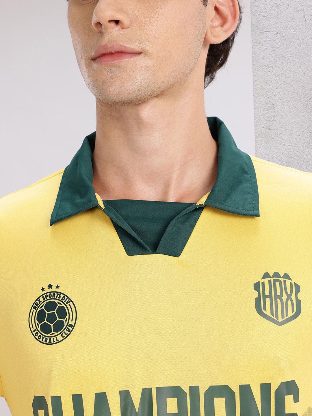 HRX by Hrithik Roshan Polo Collar Printed Rapid-Dry Football Jersey