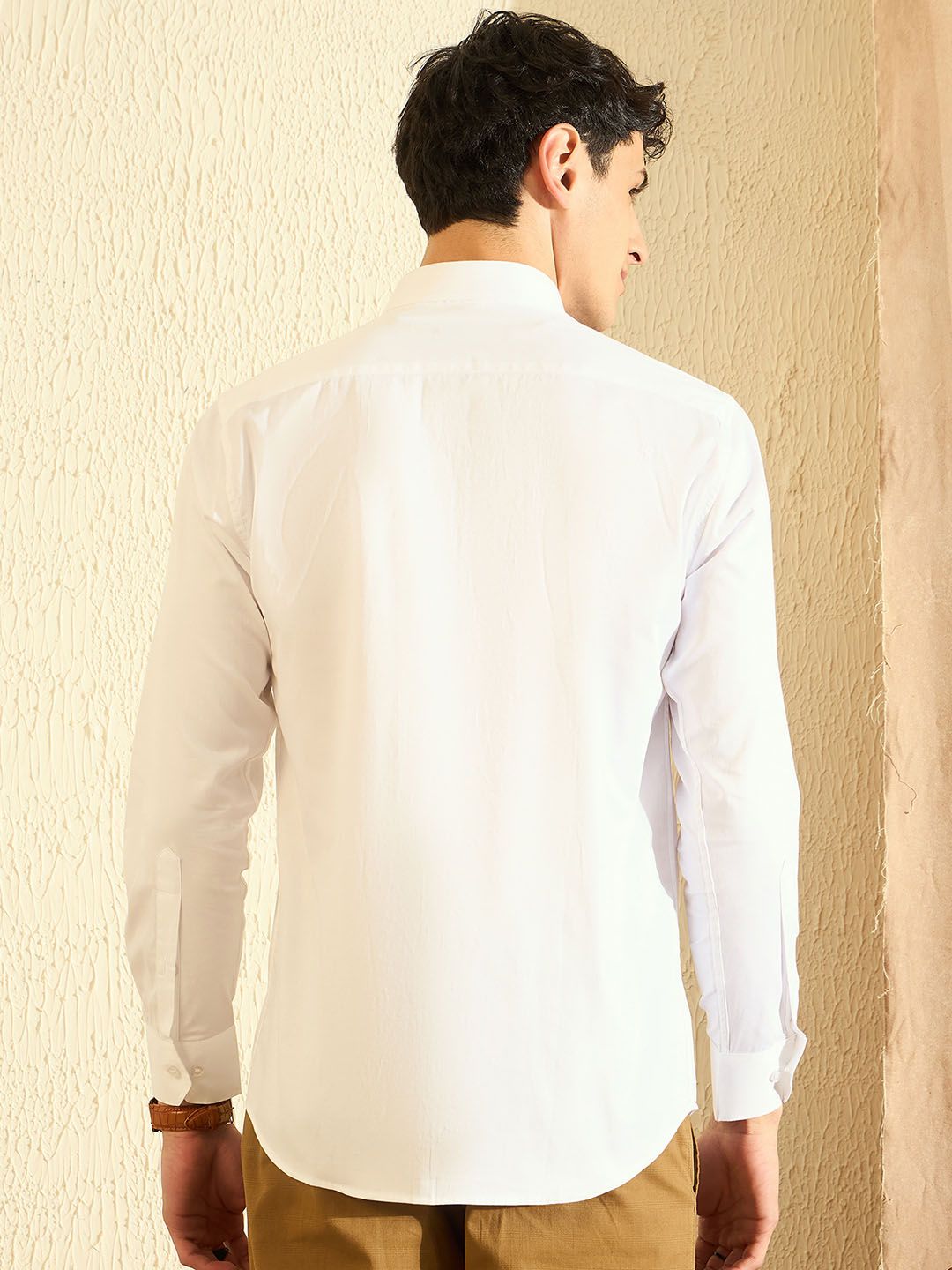 DENNISON Men White Solid Pure Cotton Smart Slim Fit Formal Shirt