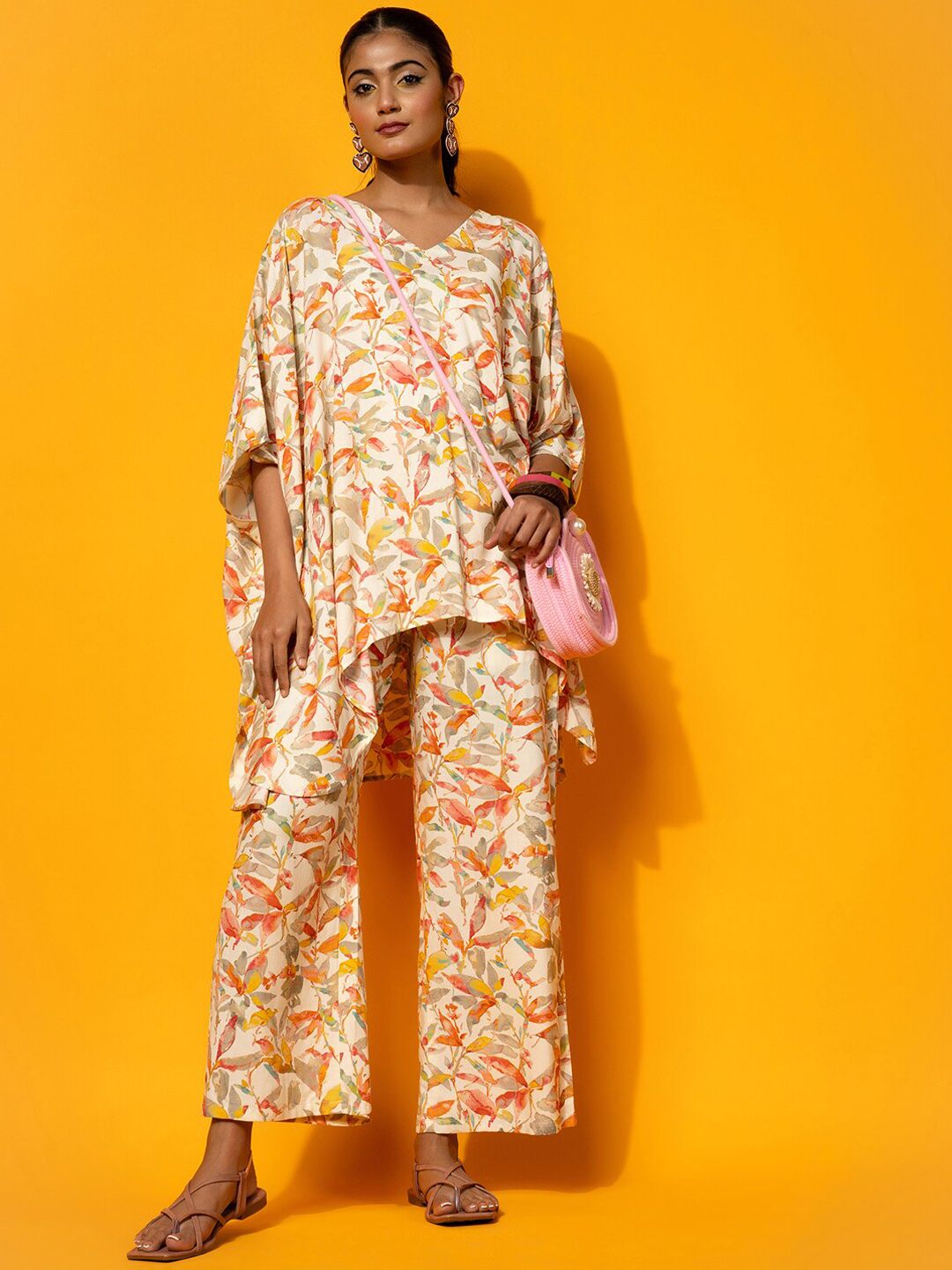 Libas Printed Kaftan & Palazzos Co-Ords Set