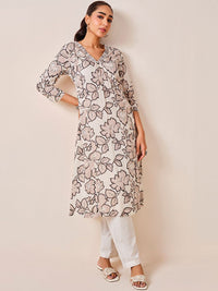Global Desi Floral Printed Angrakha A-Line Kurta