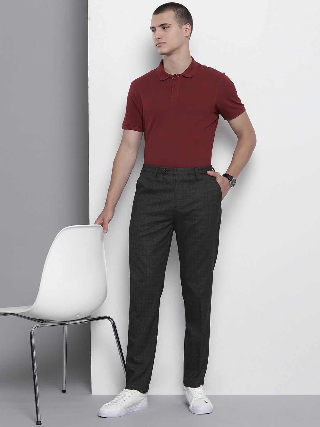 The Indian Garage Co Checked Chinos Trousers