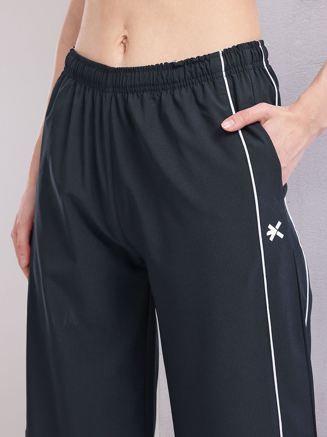 HRX by Hrithik Roshan Women Contrast Piping Rapid-Dry Flared Training Track Pants
