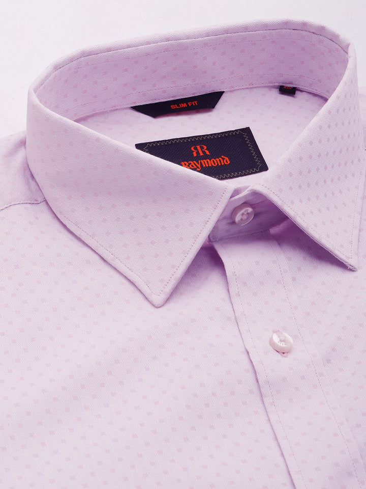 Raymond Pure Cotton Self Design Textured  Slim Fit Opaque Formal Shirt