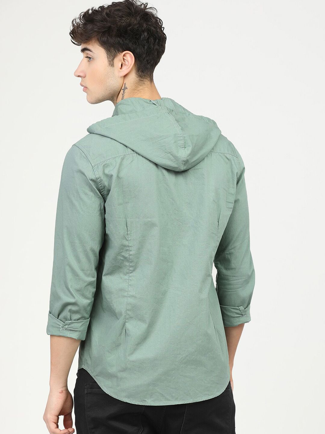 HIGHLANDER Men Green Slim Fit Opaque Casual Shirt