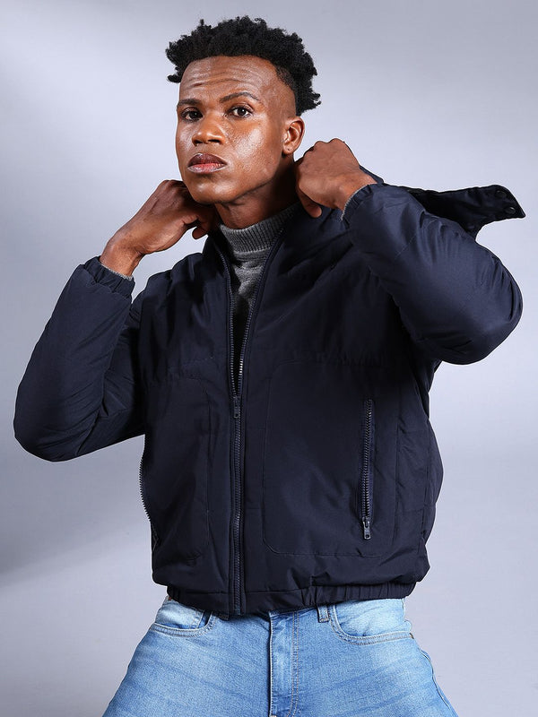 The Indian Garage Co Men Zip-Front Bomber Jacket with Detachable Hood