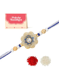 Voylla Radiant Floral Designer Benang Manik Rakhi Dengan Roli Chawal